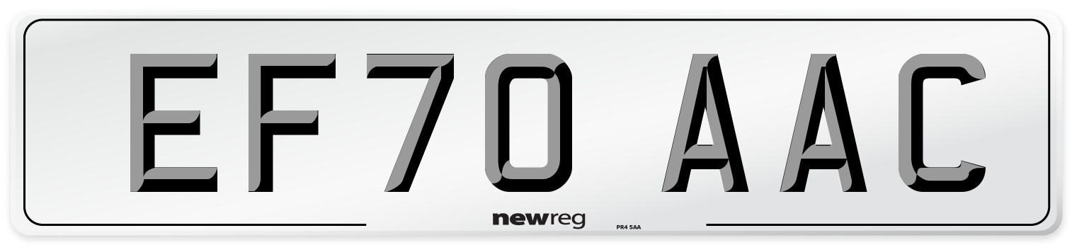 EF70 AAC Number Plate from New Reg
